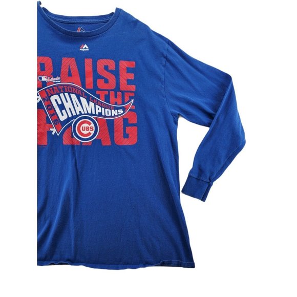 CHICAGO CUBS Shirt Men's Long Sleeve Crew Neck MLB Baseball Blue Extra Large - Picture 3 of 6